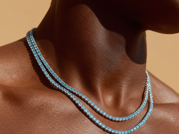Iced Sea Blue Tennis Chain