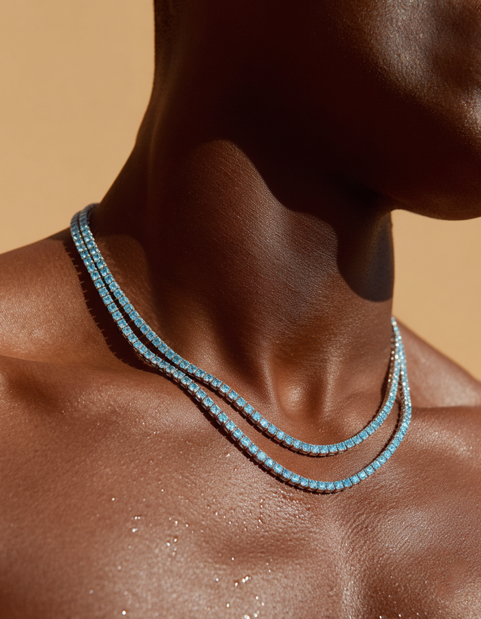 Iced Sea Blue Tennis Chain