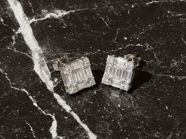 Baguette Cluster Stud Earrings