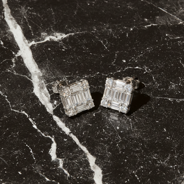 Baguette Cluster Stud Earrings