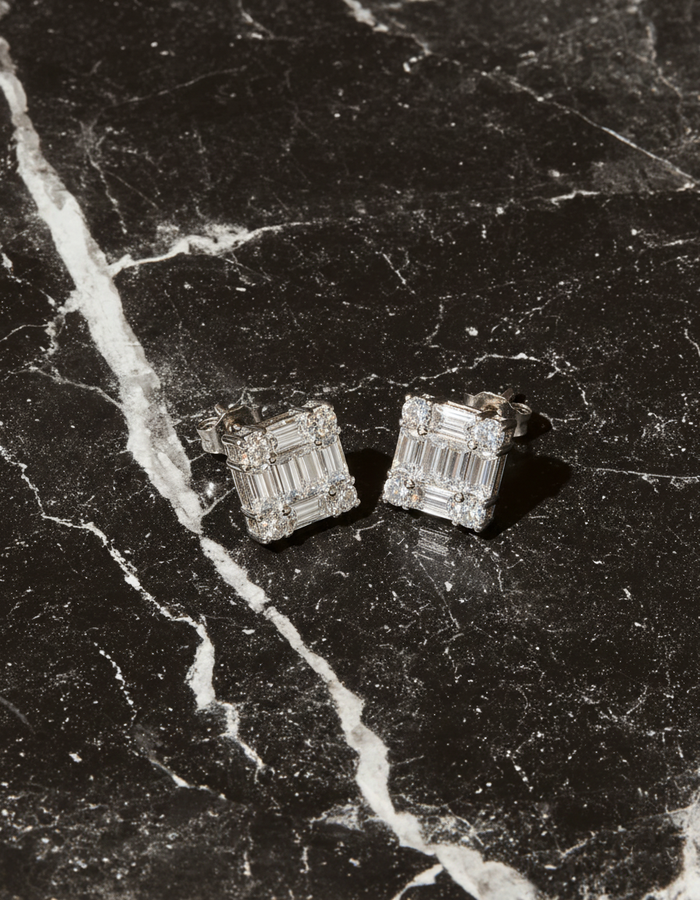 Baguette Cluster Stud Earrings