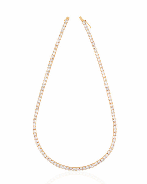 3A CZ 4MM 4 Prong 18K Gold Plated