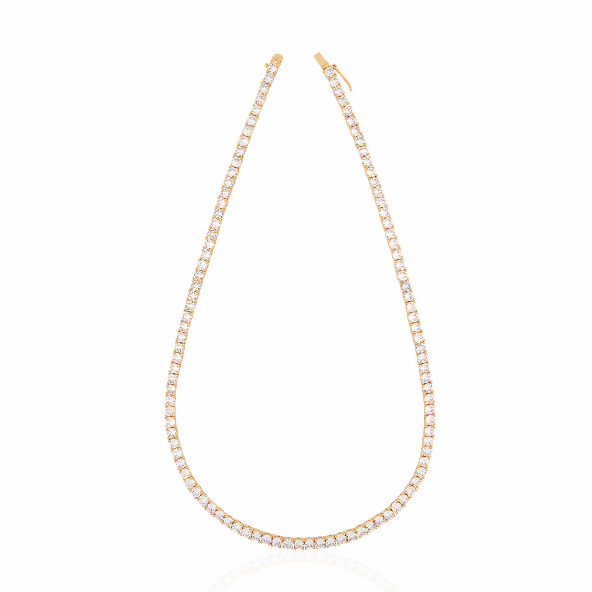 3A CZ 4MM 4 Prong 18K Gold Plated