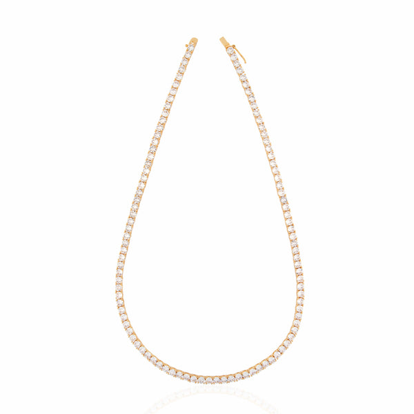 3A CZ 4MM 4 Prong 18K Gold Plated