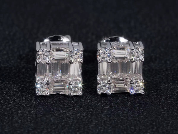 Baguette Cluster Stud Earrings