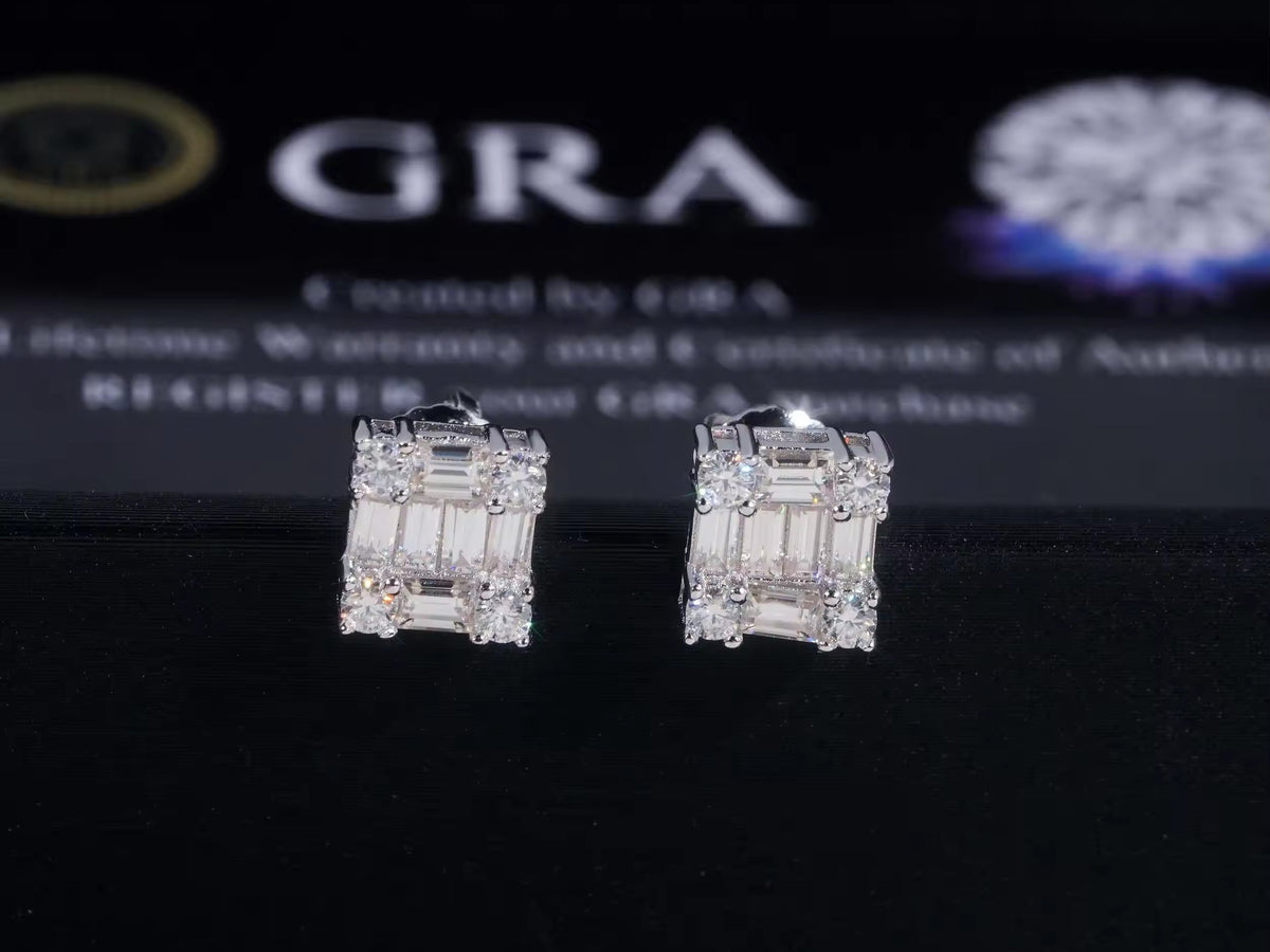 Baguette Cluster Stud Earrings